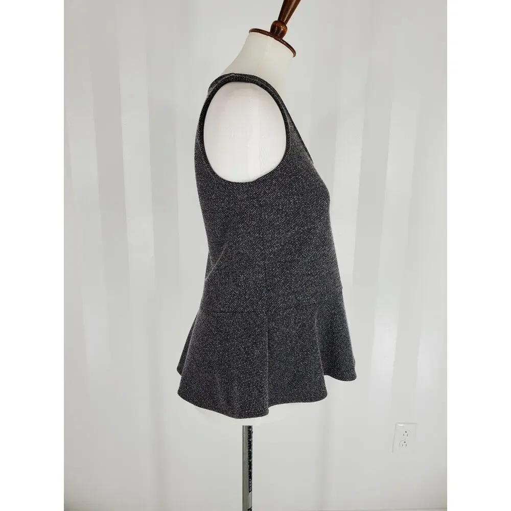 ANN TAYLOR Women's Black & White Sleeveless Peplum Top Sz XS - Picture 2 of 8